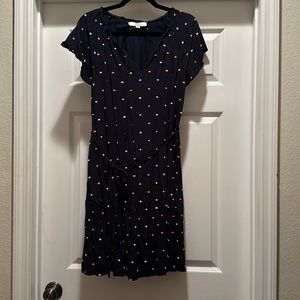 loft Navy polka dot dress size medium.
